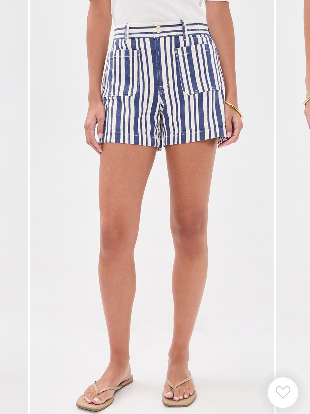 Madewell The Emmy Jean Short Blue White Vertical-Stripe High-Rise Shorts Size 2